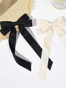 1 pieza/2 piezas Pinzas para el cabello con lazo de doble capa para niñas, adecuadas para graduación, regreso a clases, días festivos - Multicolor - Ver 4