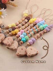 1 pieza Cadena antiperidida DIY, Cadena antiperidida específica para viajes DIY, Clip de cadena antiperidida DIY, Clip de cadena antiperidida DIY de color aleatorio, Clip de cadena antiperidida DIY con cuentas de silicona y anillo de madera, Clip de cadena antiperidida DIY duradero - Regalo para amigos/Regalo de consuelo/Regalo de cadena de madera/Regalo de fiesta/Regalo de cumpleaños/Regalo de Año Nuevo, Fiesta del primer diente, Clip de cadena antiperidida DIY personalizado
