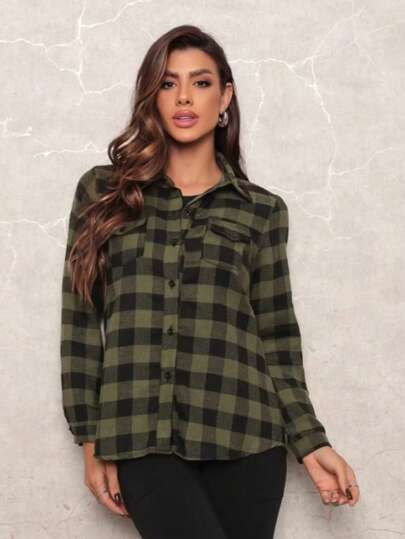 CAMISA XADREZ FLANELADA FEMININA.