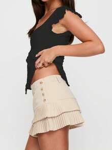 Women Y2k Floral Shirt Summer Crop Tops Frairycore Embroidery Ruffled Shirts Tie Bow Front Jacquard Slim Fit T Shirts Flying Sleeve Square-Neck Casual Going Out Tops Party Club Streetwear Aesthetic Clothes - 黑色 - 查看 2