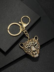 1pc Fashion European Hollow-Out Dual Accessories Dual-Color Fierce Leopard Head Keychain Pendant Ornament, Suitable For Men, Women, Couples, Car Keys, Luggage Decorative, Great Gift - Multicolor - View 10