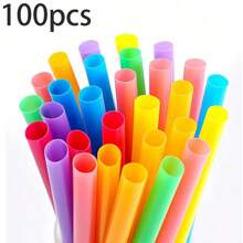 10/50/100/200 Pcs Colorful Plastic Straws, Multi-Color Drinking Straws, Long Coffee Straws, Cocktail Party Straws, Water Bottle Straws, Beverage Mixers, Straws Are Suitable For Home, Kitchen, Party, DIY Production