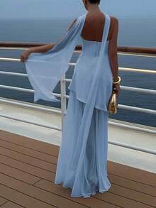 Đầm Floreya màu trơn thanh lịch, kiểu dáng bất đối xứng, phù hợp cho các buổi hẹn hò tối, ngày lễ, đám cưới, sinh nhật, tiệc tối trang trọng, tiệc họp mặt, tiệc độc thân. - Màu xanh lam - Xem 7