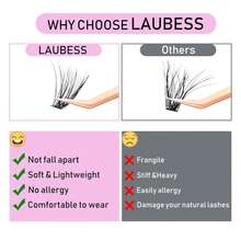 Cluster Lashes 240pcs 40D DIY Eyelash Extension D Curl Long Individual Lashes Mixed TrayMink Lash Clusters Extensions 0.07 0.10 Black 40D-0.07D-9-16mm - Multicolor - View 3