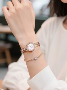 TIRENSE 1 Piece Of Luxurious, Fashionable, Elegant Jewelry With Diamonds, Ladies' Wrist Linked List, Birthday Gift, Holiday Gift,Watch Women ,Women's Gift