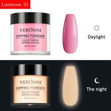 VERONNI 12 couleurs de poudre à tremper qui brillent dans le noir, avec un effet de dégradé rêveur, parfait pour les ongles de fête et le nail art DIY créatif