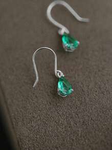 BALMORA 1 paire de boucles d'oreilles goutte d'eau en zircone verte en argent sterling S925 pour femmes, accessoires mode et élégants pour un port quotidien, le meilleur cadeau d'anniversaire pour les amis