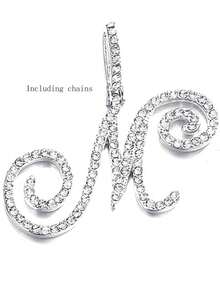 1pc Copper Zirconia A-Z Initial Pendant Necklace, Fashionable Women's Personalized Letter Jewelry - Silver - View 16