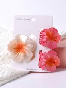 Set de 3 pinzas para el cabello con forma de flor de tamaño mediano, combinación de colores degradados de 6cm+4.5cm, accesorios de moda elegantes para el cabello de mujer, pinzas de estilo bohemio para accesorios de playa, otoño e invierno para atuendos de vacaciones