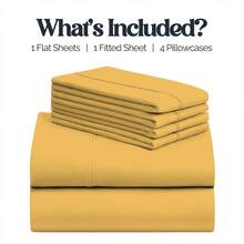 Slay Your Sleep: Cloud-Soft Cooling Bamboo Blend Sheets – 6-Piece Set W/ Deep Pockets – Breathable, All-Season Bedding, No Wrinkles, No Stress, Cozy Vibes Only – Twin, Full, Queen, King, Cal King - 金色 - 查看 3