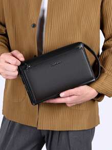 New Style Men's Anti-Theft Multi-Pocket Clutch Bag With Coded Lock, Long Wallet, PU Leather, Multi-Function Toiletry Bag