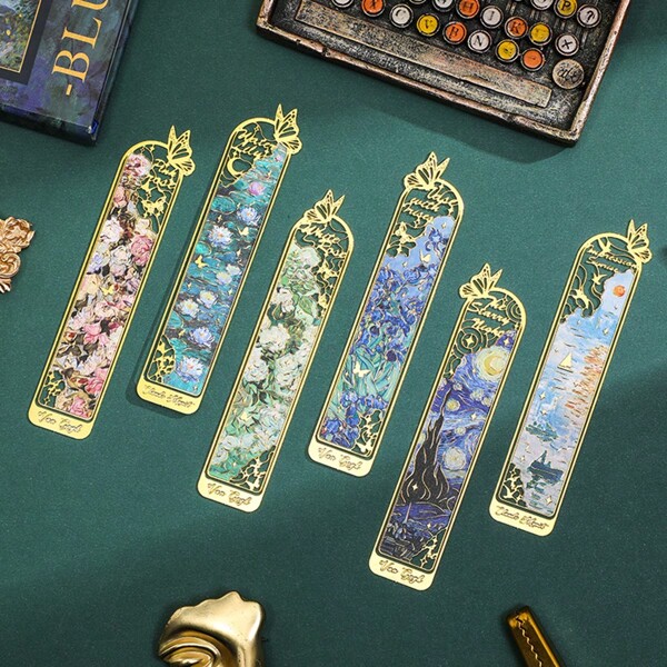 AHLGCAFT Metal Bookmarks, Van Gogh And Monet Painting Theme Bookmarks, Art & Aesthetic, Gifts For Writer And Teacher Friends, Suitable For Book Lovers School Supplies,Back To School
