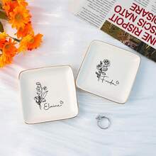 Khay đựng nhẫn khắc tên theo yêu cầu, Khay đựng nhẫn cá nhân hóa, Khay đựng trang sức tùy chỉnh, Giá đỡ nhẫn cưới, Quà tặng đính hôn cho nàng, Quà cưới, Quà tặng tiệc cô dâu, Quà tặng tựu trường, Đồ dùng gia đình, Trang trí nhà cửa, Quà lưu niệm, Có thể tái sử dụng, Đáng yêu, Chất lượng cao - trắng - Xem 3