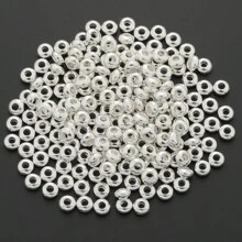 3mm/4mm/5mm Mixed Color Round Spacer Beads (Gold, Silver, KC Gold, White K), Smooth Alloy Spacer Beads For DIY Jewelry Making, Necklace Bracelet Earrings Pendant Charms