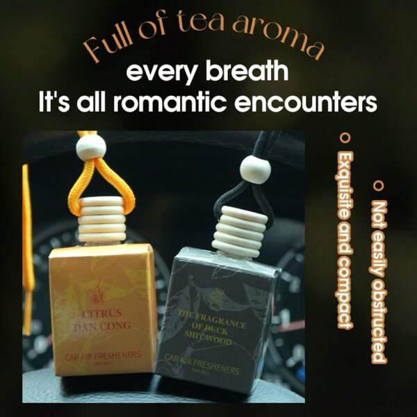 FORMBO 1 Bottle/8ml FORMBO Tea Fragrance Car Aromatherapy, Natural Tea Essence, Long-Lasting Loose Fragrance, Light Fragrance Pendant For Car, Daily Use: Car, Living Room, Bedroom, Wardrobe, Kitchen And Bathroom, Shoe Cabinet, Gifts, Etc., With Lanyard Aromatic Pendant Decoration