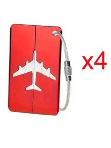 2-4pcs Aluminum Luggage Tag Set, Simple Plane Pattern, Stainless Steel Loop, Airplane Boarding Tags For Travel Carrying Identification, Travel Essentials|Stainless Steel Loop| Luggage Tag, Luggage Tags - MultiWarna - View 13