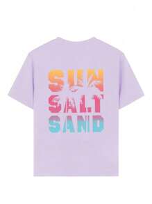 Camiseta informal de manga corta con cuello redondo y estampado gráfico divertido para niñas preadolescentes, para verano