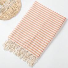 YEUZLI 1 件条纹土耳其浴巾 Fouta 速干 XXL 毛巾 100x180cm/39*71 英寸适用于水疗中心、海滩、泳池、健身房和浴室 - 橘色 - 查看 9