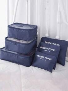 Set de 6 piezas de tamaño pequeño, bolsas de almacenamiento de viaje con gráfico de letras impermeables, sets de bolsas de almacenamiento de viaje, set de cubos de embalaje, organizadores de equipaje de viaje, bolsas de almacenamiento de equipaje de viaje, accesorios de viaje, bolsa de almacenamiento versátil y ligera, bolsa de lona a prueba de polvo, bolsas de almacenamiento de viaje, paquetes de clasificación de ropa multifuncionales, bolsas de compresión de embalaje de viaje, para el hogar y el viaje
