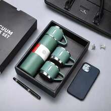 1 Set Custom Designed Insulated Cup Set, Portable Hand-Held 1 Cup 3 Lids Gift Tumbler, Stainless Steel Business Gift Box, 500ml 304 Stainless Steel Portable Outdoor Travel Mug With 3 Lids, Custom Exclusive Gift Box Set