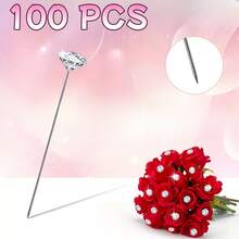 100/200/300 szt. 1,5-calowych kryształowych szpilek do bukietów, plastikowe proste szpilki do bukietów kwiatowych, odpowiednie do dekoracji ślubnych, kwiatowych, imprezowych, biżuterii, DIY, akcesoriów do włosów i szycia, szpilki pozycjonujące - Wielokolorowe - Zobacz 8