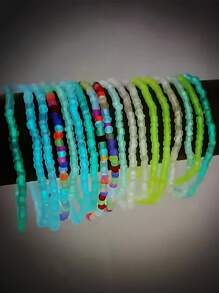 20 Peças/Conjunto Tornozeleiras Elásticas Versáteis de Estilo Boêmio, Brilham no Escuro, Adequadas para Homens e Mulheres, Praia, Festa, Uso Diário, Belo Presente (Cor e Design Aleatórios)