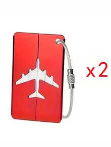 2-4pcs Aluminum Luggage Tag Set, Simple Plane Pattern, Stainless Steel Loop, Airplane Boarding Tags For Travel Carrying Identification, Travel Essentials|Stainless Steel Loop| Luggage Tag, Luggage Tags - MultiWarna - View 17