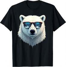 Camiseta divertida de oso polar con gafas de sol para hombres, mujeres y niños - Negro - Ver 1
