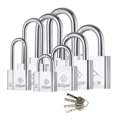 30/40/50mm 重型金属挂锁，带 4 把钥匙 - 防锈、防水、防盗 - 耐用安全，适用于宿舍、仓库、大门、栅栏、农场、车库 - 户外使用，坚固，门锁配件 | 耐用挂锁 | 耐腐蚀金属，单锁门