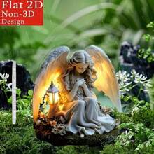 2D Flat 2D Non-3D Design | Angel With Lantern Garden Decor, Acrylic Outdoor Yard Art Sign For Lawn, Garden, Flower Pot - Bohemian Style, No Battery Needed, Garden Decoration | Angel Design | Detailed Craftsmanship, Garden Decor