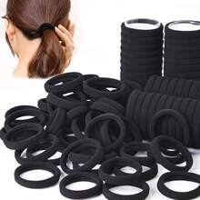100pcs/Set Black Hair Ties, High Elasticity Minimalist Style, Suitable For Women's Daily Ponytails, Hairstyles, Sewing, Embroidery, Handicrafts, Yarn Back To School