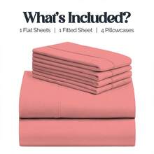 Slay Your Sleep: Cloud-Soft Cooling Bamboo Blend Sheets – 6-Piece Set W/ Deep Pockets – Breathable, All-Season Bedding, No Wrinkles, No Stress, Cozy Vibes Only – Twin, Full, Queen, King, Cal King - 淺粉紅色 - 查看 3