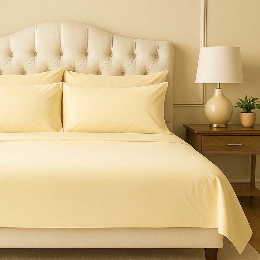 Slay Your Sleep: Cloud-Soft Cooling Bamboo Blend Sheets – 6-Piece Set W/ Deep Pockets – Breathable, All-Season Bedding, No Wrinkles, No Stress, Cozy Vibes Only – Twin, Full, Queen, King, Cal King - 奶油 - 查看 1