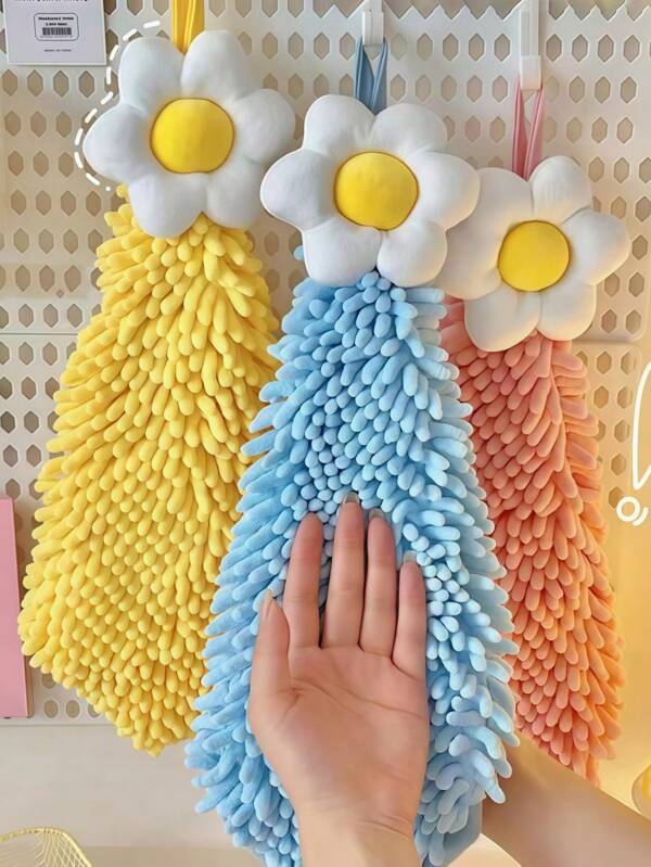 1/3pcs Super Absorbent Coral Fleece Kitchen Towels - Cute Flower Pattern, Soft & Reusable For Hand And Surface Cleaning, Includes OPP Bag, Ideal For Home Use, Decorative Towel | Absorbent Towel Back To School