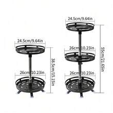 3 TIER 360° ROTATING SPICE RACK ORGANIZER METAL KITCHEN SEASONING JARS SHELF UK - Black - View 8