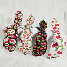 Set de 4 diademas de tela con decoración de cerezas y bordes anchos, lindas y minimalistas para uso diario y días festivos, verano, diademas para mujeres, accesorios para el cabello, diademas, aros para el cabello
