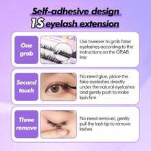 [33Pcs]GENIELASH Swallow Glue Free False Eyelash | Self-Adhesive Eyelash | No Glue Eyelash Lash