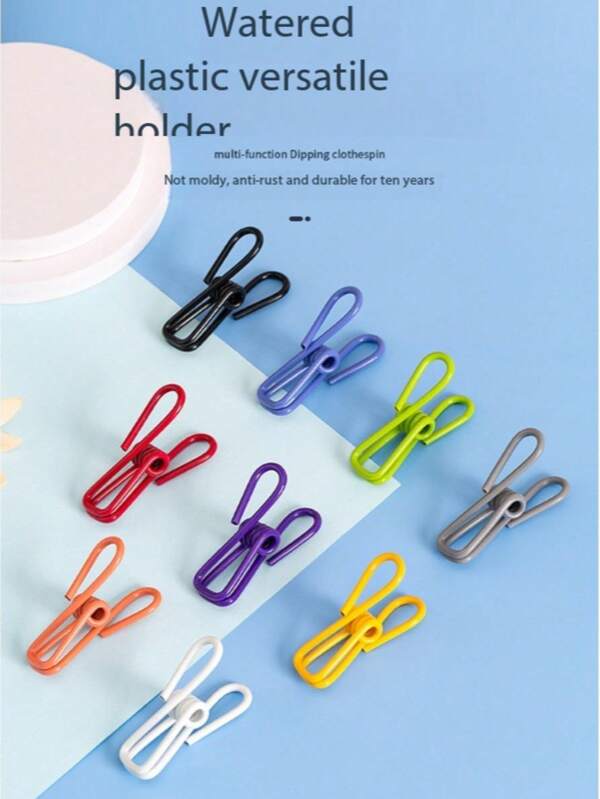 10pcs Colorful Metal Clips - Practical PVC-Coated Clips, Bag Clips, Food Packaging Clips, Food Sealing Clips, Clothes & Towel Drying Clips, Sock & Underwear Hanging Clips (Random Colors)