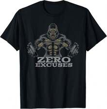 Fitness Levantamiento de Pesas Gorilla Sin Excusas Camiseta Negra Unisex Adulto - Negro - Ver 1