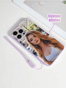 1 Stück anpassbares lila TPU Handyhülle & 1 Stück lila Silikon Schlüsselband, modisch, niedlich, personalisierbar, einzigartig, kompatibel mit Apple, Galaxy, Redmi, Honor, OPPO und anderen Smartphones, ideales Geschenk für Feste, Geburtstag, Jahrestag für Familie, Freunde, Paar