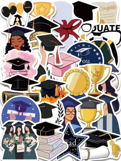 50 张毕业贴纸 2025 大学 2025 届毕业装饰贴纸 学校学生毕业派对装饰 2025 防水乙烯基贴纸，适用于水瓶、笔记本电脑、滑板剪贴簿计划贴花