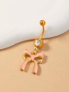 1 件优雅滴釉蝴蝶锆石肚脐环，适合女性日常佩戴 - 款式2 - 查看 2