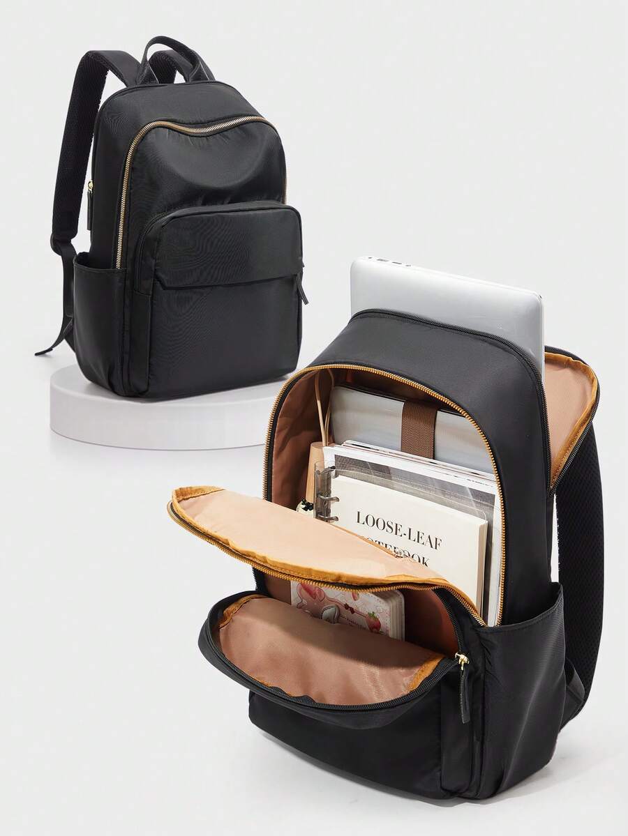 女士笔记本电脑背包 学校背包 初中生休闲背包，防水背包 钱包 教师背包 电脑背包，防水轻便教师护士包 带电脑隔层 男女通用商务旅行背包 大学生 节日商店 女士包 男士礼物 户外女士礼物 - 黑色 - 查看 1