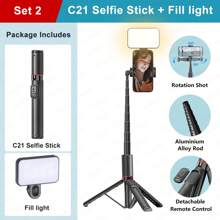 TOKQI 52,8 Zoll Selfie-Stick Smartphone Stativ mit kabellosem Fernbedienung, tragbar, leicht, ausziehbares Smartphone Stativ (Schwarz)