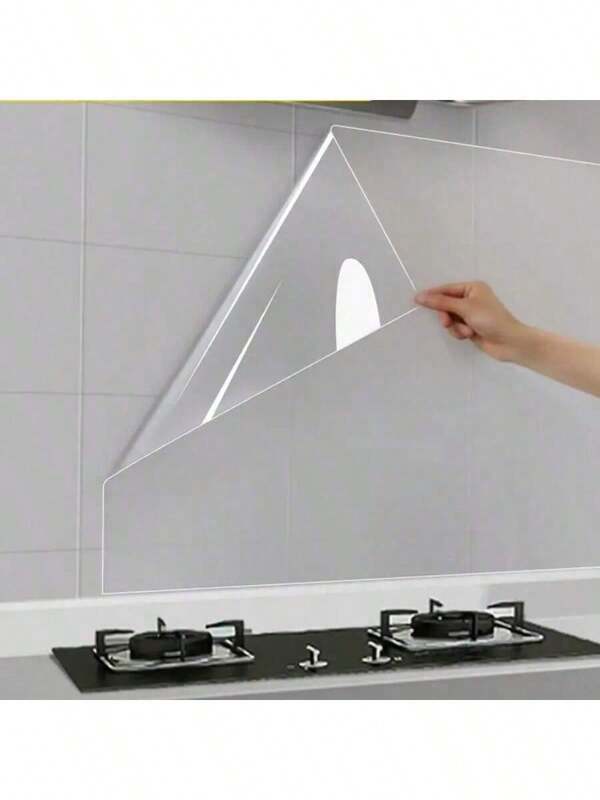 1pc Plastic Electrostatic Adsorption Wall Protection Film, Waterproof, Oil-Proof, High-Temperature Resistant, Detachable Film, Suitable For Kitchen Tiles, Home And Dormitory Decoration, No Glue Required, Easy To Clean, Self-Adhesive Wallpaper