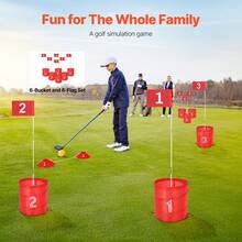 Backyard Golf Game, 6 Hole Golf Course, Golf Bucket Game Practice Games, Golf Chipping Game For Family, Adults And Kids, Portable Outdoor Yard Golf Game For Lawn, Yard, Camping, Park, Beach - 6洞 - 查看 2