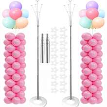 Balloon Stand Kit, 9 Feet Balloon Arch For Floor, 2IN1 Sets Balloon Column Holder With Weights Base And Stick, Metal Backdrop Stands For Parties