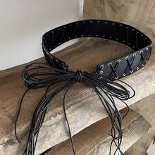 2 buc Centură Retro Y2K Sexy cu Franjuri și Șireturi, Centură care Accentuează Șoldurile pentru Femei și Bărbați, Potrivită pentru Zilnic și Sărbători precum Halloween Vara, Școală Toamna, Toamna, Halloween - Negru - Vizualizare 2