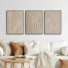 2D Flat, 3 sztuki 2D/Flat Print, Oprawione plakaty, Gotowe do powieszenia, Minimalistyczna abstrakcyjna sztuka luksusowa, Sztuka liniowa, Wystrój domu, Sztuka ścienna, Dekoracja pokoju, Prezent świąteczny, Salon, Sypialnia, Jadalnia, Wiszący obraz do dekoracji biura, 2D Flat, Opcjonalna rama