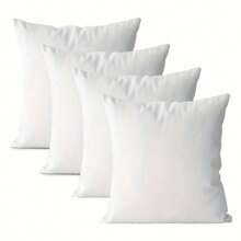 4pcs Set Modern White Decorative Pillow Covers With Zipper Closure - Machine Washable Polyester, Contemporary Design For Home, Car, Bedroom, Office | Minimalist Decorative Pillow Covers, Inserts Not Included